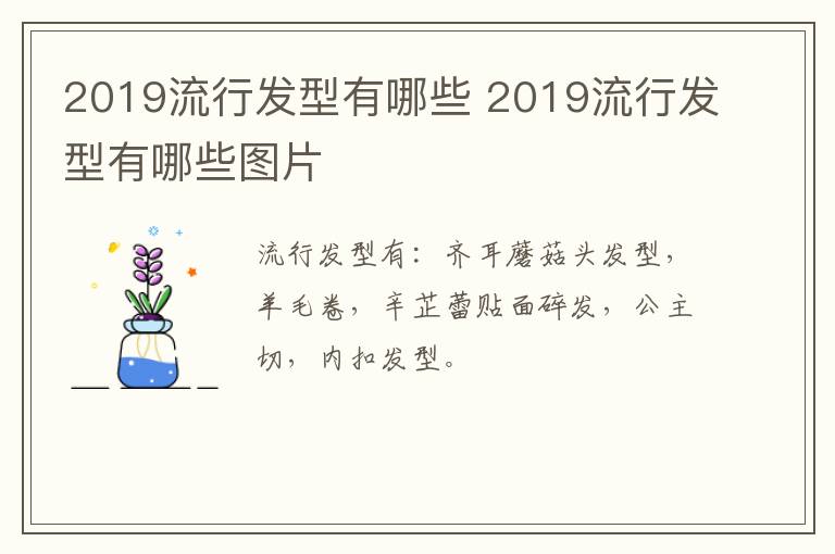 2019流行发型有哪些 2019流行发型有哪些图片