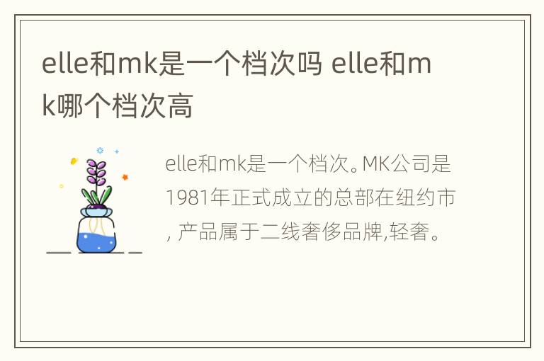 elle和mk是一个档次吗 elle和mk哪个档次高