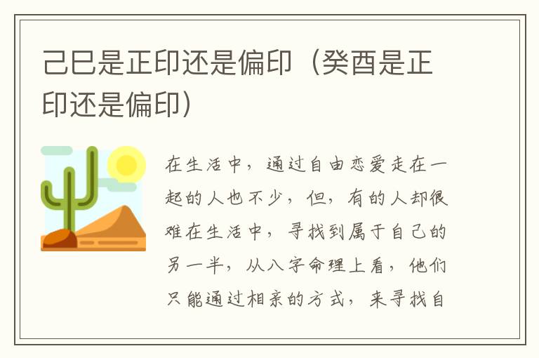 己巳是正印还是偏印（癸酉是正印还是偏印）