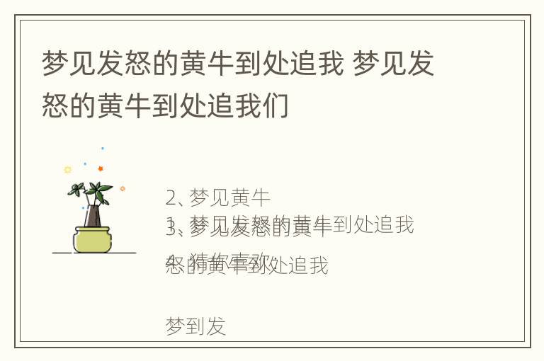 梦见发怒的黄牛到处追我 梦见发怒的黄牛到处追我们