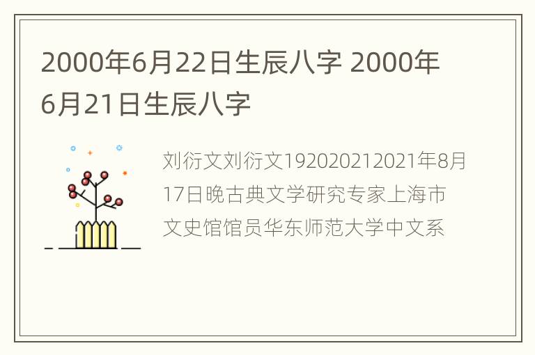 2000年6月22日生辰八字 2000年6月21日生辰八字