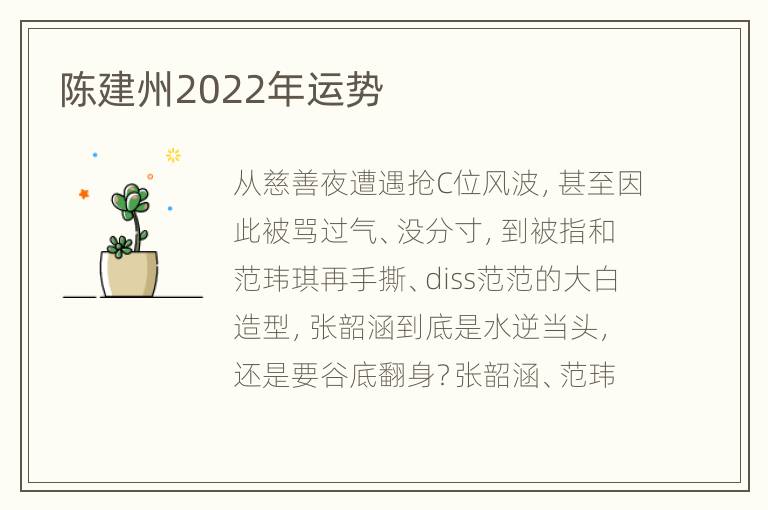 陈建州2022年运势