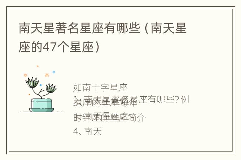 南天星著名星座有哪些（南天星座的47个星座）