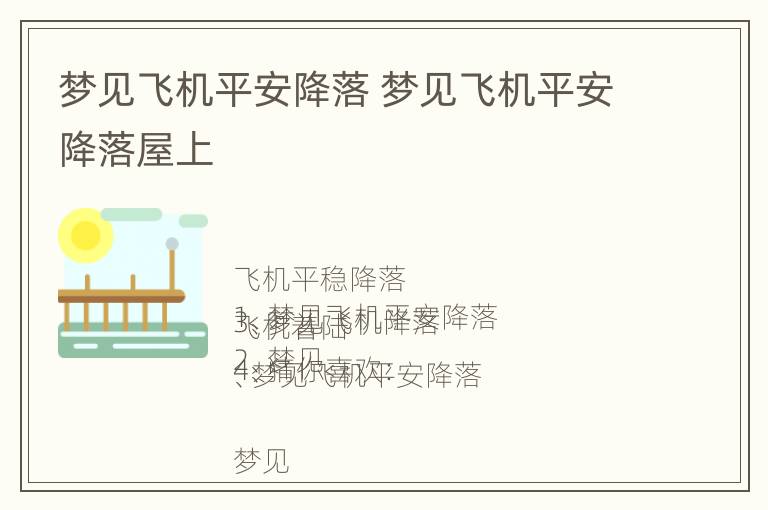 梦见飞机平安降落 梦见飞机平安降落屋上