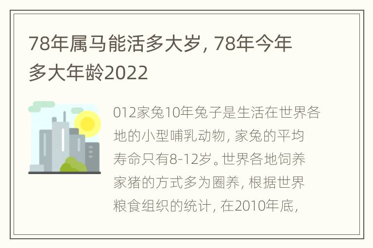 78年属马能活多大岁，78年今年多大年龄2022