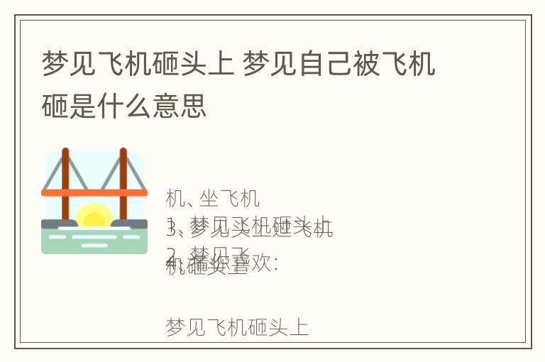 梦见飞机砸头上 梦见自己被飞机砸是什么意思