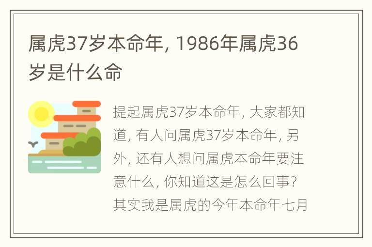 属虎37岁本命年，1986年属虎36岁是什么命