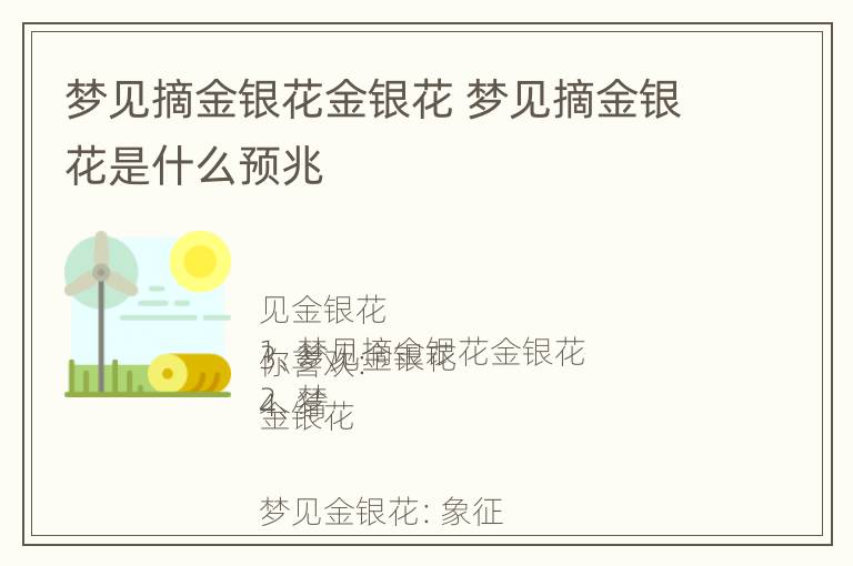 梦见摘金银花金银花 梦见摘金银花是什么预兆