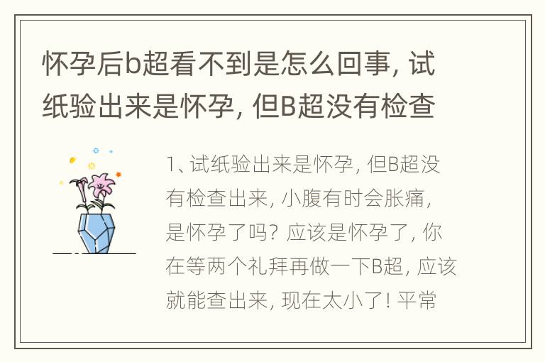 怀孕后b超看不到是怎么回事，试纸验出来是怀孕，但B超没有检查出来，小腹