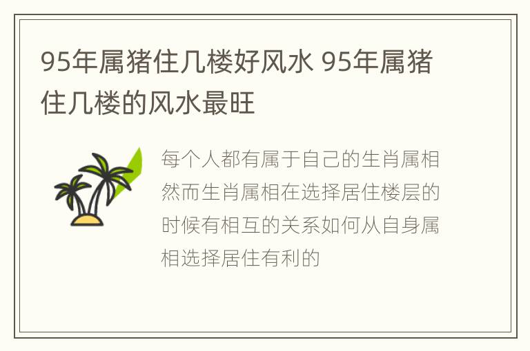 95年属猪住几楼好风水 95年属猪住几楼的风水最旺