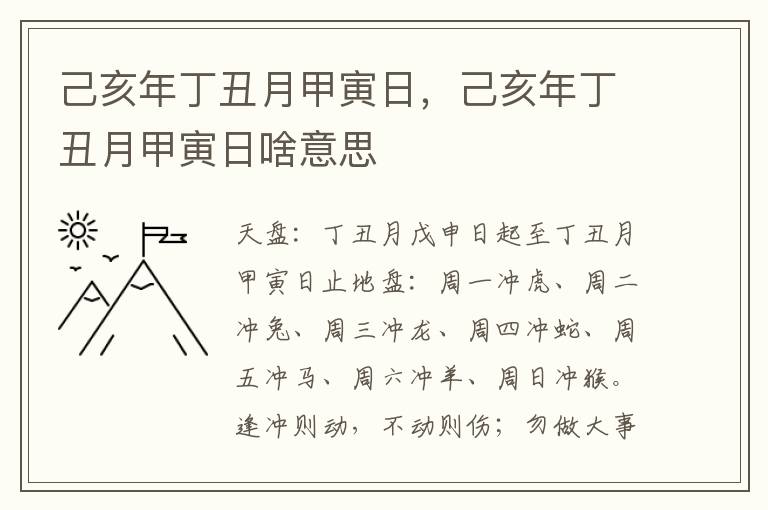 己亥年丁丑月甲寅日，己亥年丁丑月甲寅日啥意思