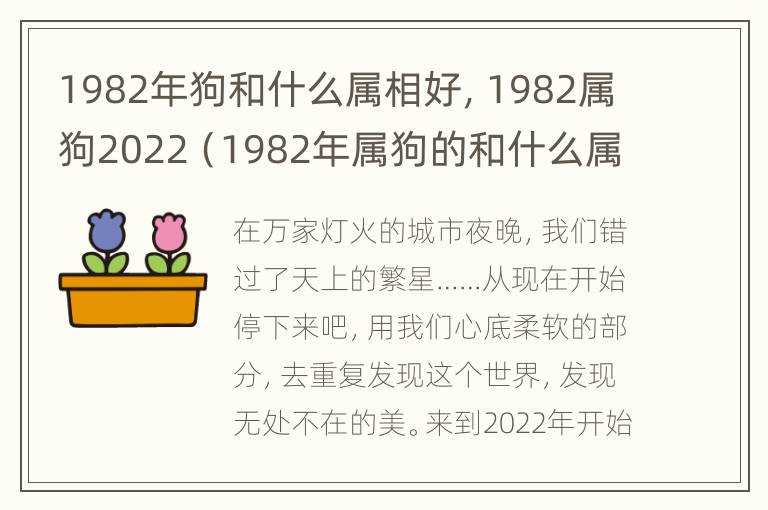 1982年狗和什么属相好，1982属狗2022（1982年属狗的和什么属相最配、相克）