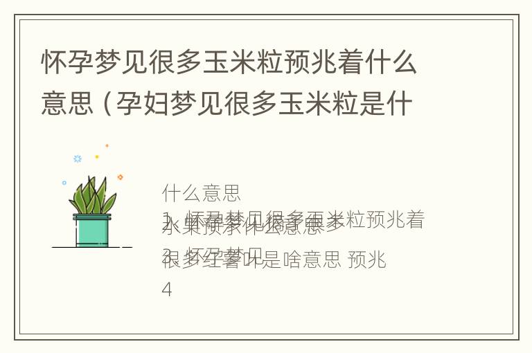 怀孕梦见很多玉米粒预兆着什么意思（孕妇梦见很多玉米粒是什么意思）