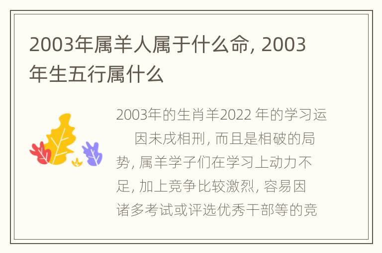 2003年属羊人属于什么命，2003年生五行属什么