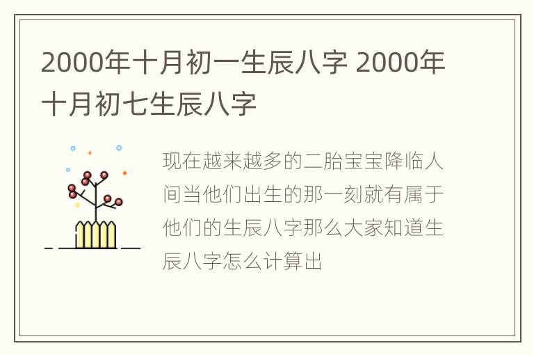 2000年十月初一生辰八字 2000年十月初七生辰八字