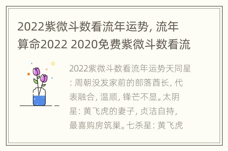 2022紫微斗数看流年运势，流年算命2022 2020免费紫微斗数看流年运势