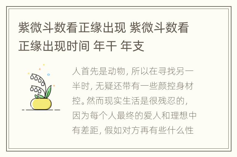 紫微斗数看正缘出现 紫微斗数看正缘出现时间 年干 年支