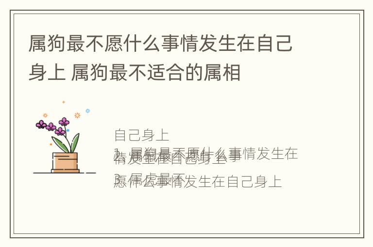 属狗最不愿什么事情发生在自己身上 属狗最不适合的属相