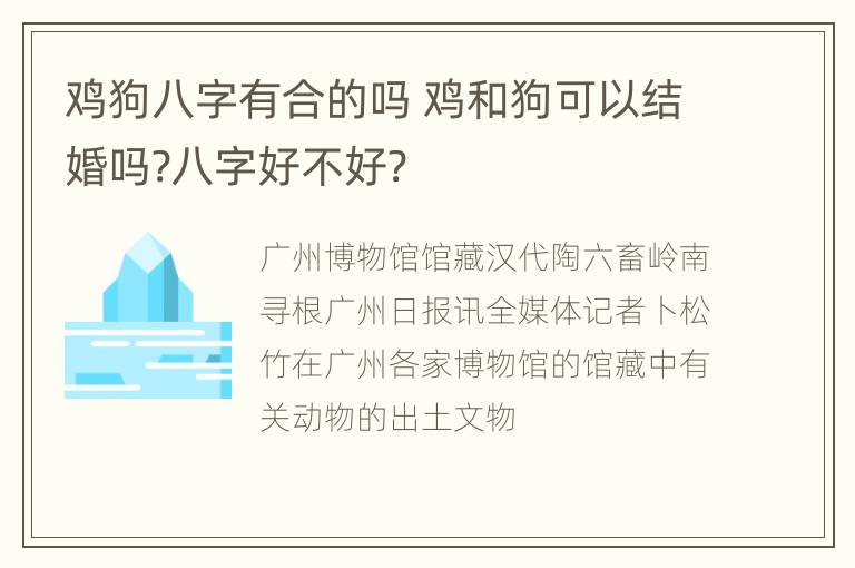 鸡狗八字有合的吗 鸡和狗可以结婚吗?八字好不好?