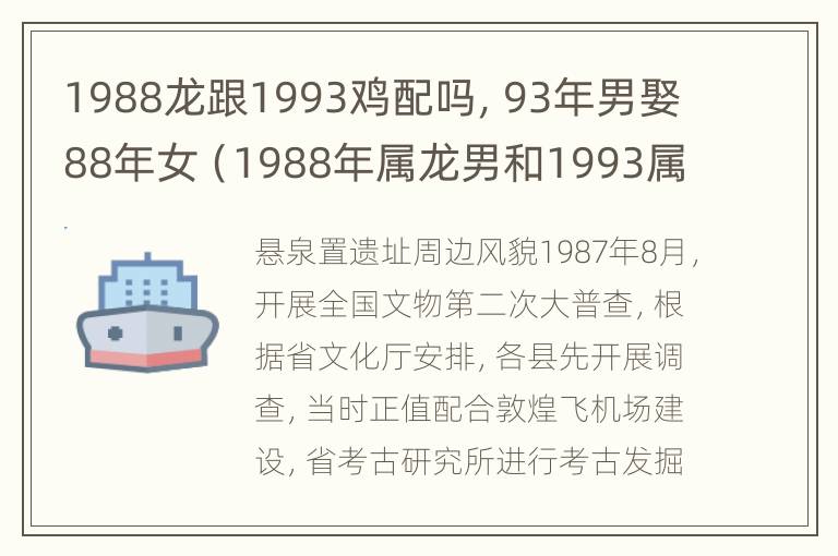 1988龙跟1993鸡配吗，93年男娶88年女（1988年属龙男和1993属鸡女）