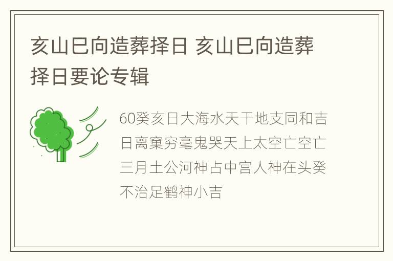 亥山巳向造葬择日 亥山巳向造葬择日要论专辑