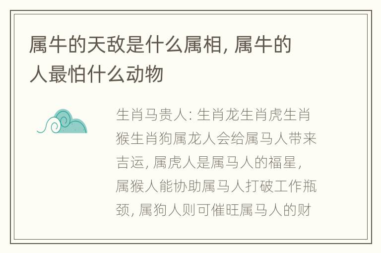 属牛的天敌是什么属相，属牛的人最怕什么动物