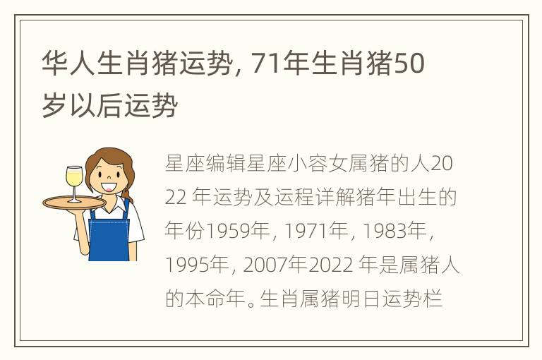 华人生肖猪运势，71年生肖猪50岁以后运势