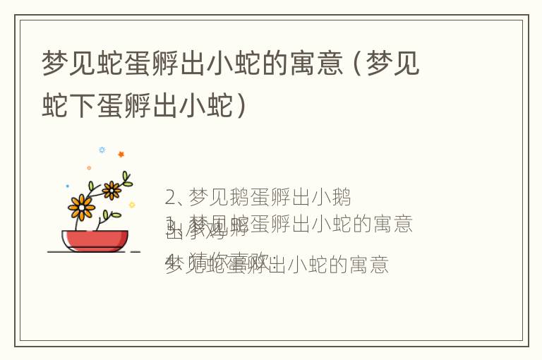 梦见蛇蛋孵出小蛇的寓意（梦见蛇下蛋孵出小蛇）