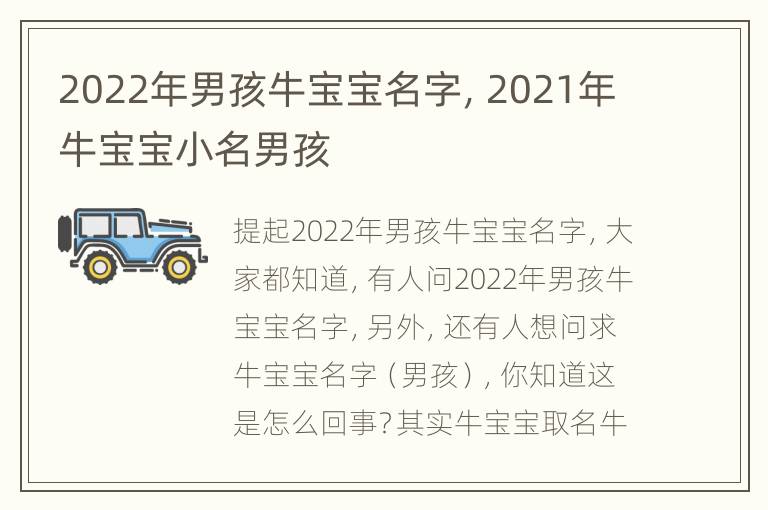 2022年男孩牛宝宝名字，2021年牛宝宝小名男孩