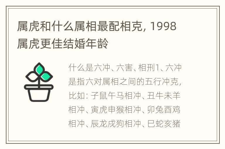 属虎和什么属相最配相克，1998属虎更佳结婚年龄