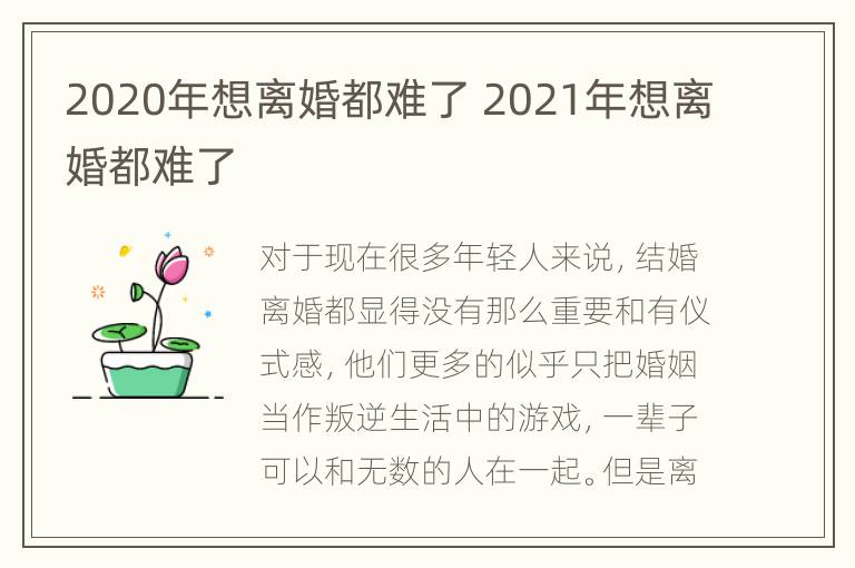 2020年想离婚都难了 2021年想离婚都难了