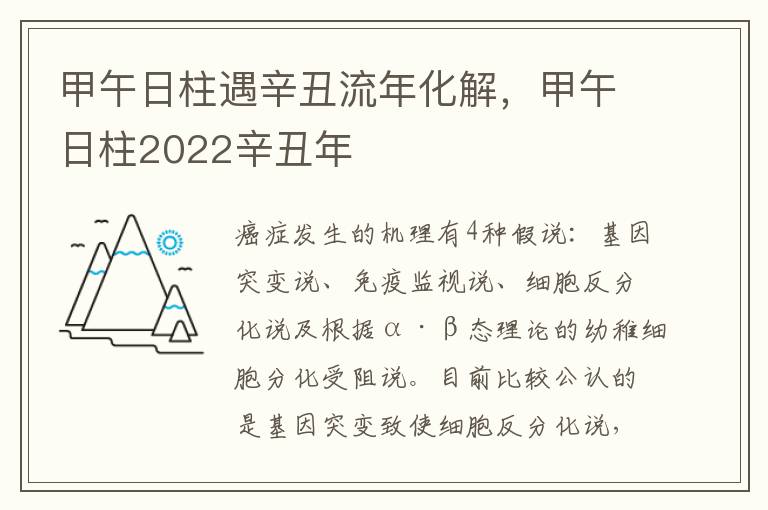 甲午日柱遇辛丑流年化解，甲午日柱2022辛丑年