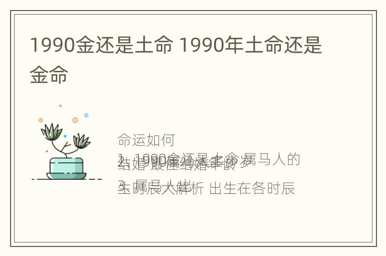 1990金还是土命 1990年土命还是金命