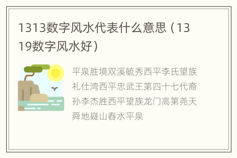 1313数字风水代表什么意思（1319数字风水好）