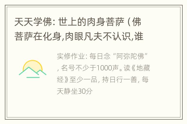 天天学佛：世上的肉身菩萨（佛菩萨在化身,肉眼凡夫不认识,谁认识?）