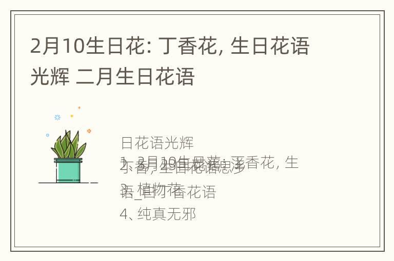 2月10生日花：丁香花，生日花语光辉 二月生日花语