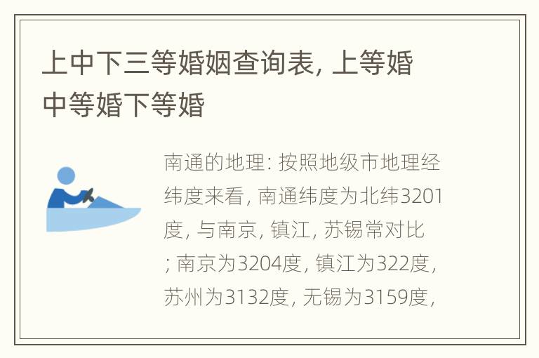 上中下三等婚姻查询表，上等婚中等婚下等婚