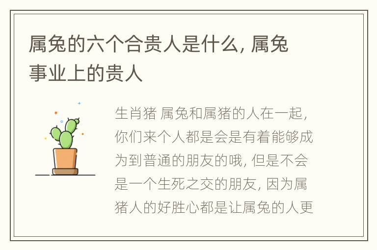 属兔的六个合贵人是什么，属兔事业上的贵人