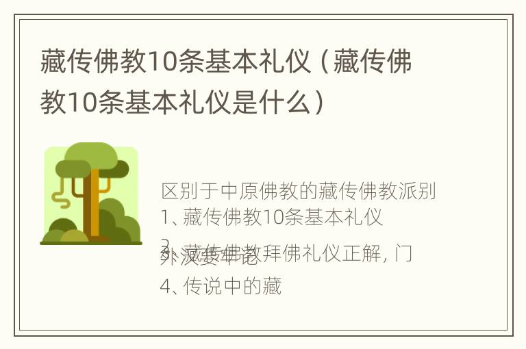 藏传佛教10条基本礼仪（藏传佛教10条基本礼仪是什么）