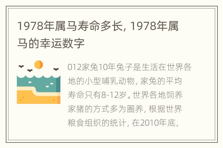 1978年属马寿命多长，1978年属马的幸运数字