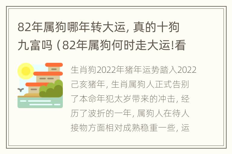 82年属狗哪年转大运，真的十狗九富吗（82年属狗何时走大运!看一看后面走不走大运）