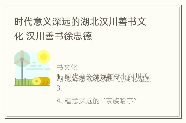 时代意义深远的湖北汉川善书文化 汉川善书徐忠德