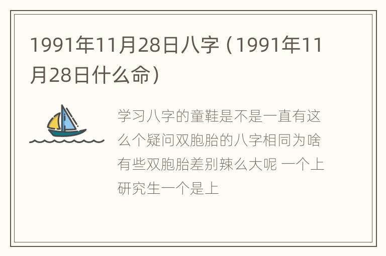 1991年11月28日八字（1991年11月28日什么命）