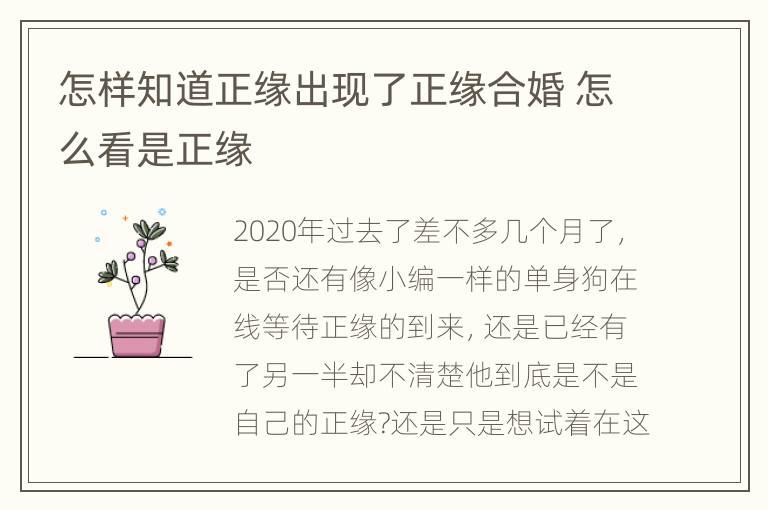 怎样知道正缘出现了正缘合婚 怎么看是正缘