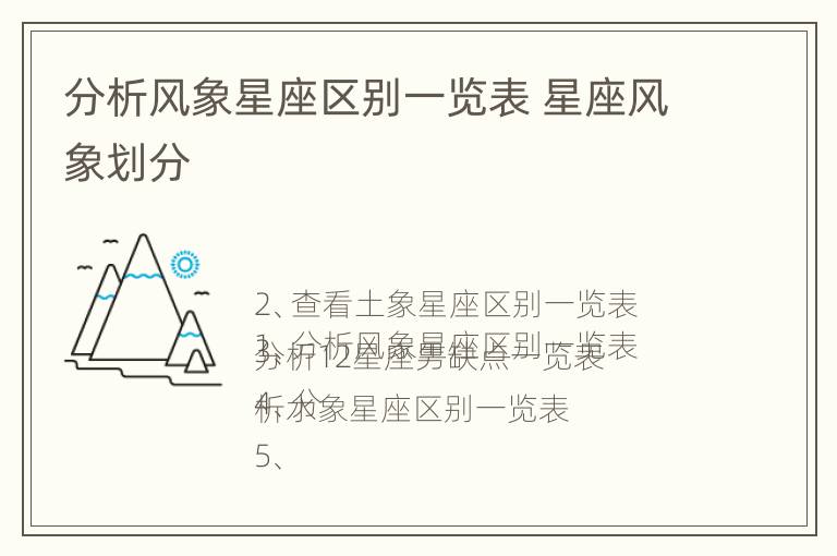 分析风象星座区别一览表 星座风象划分