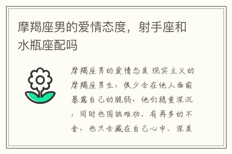 摩羯座男的爱情态度，射手座和水瓶座配吗