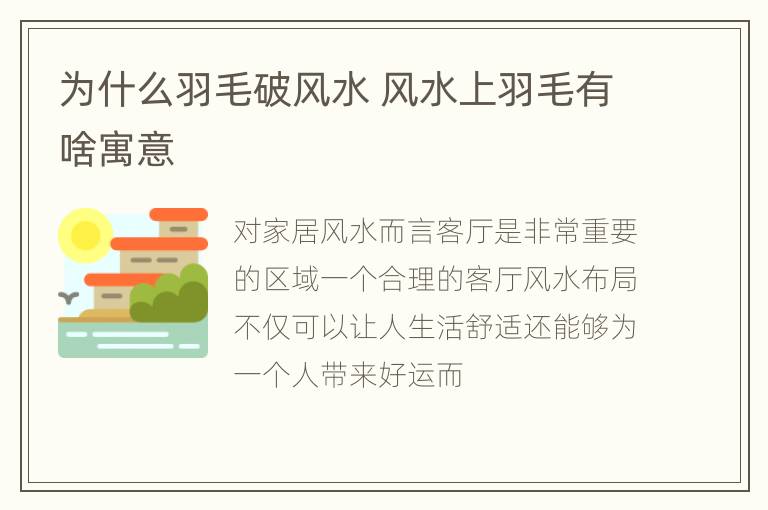 为什么羽毛破风水 风水上羽毛有啥寓意