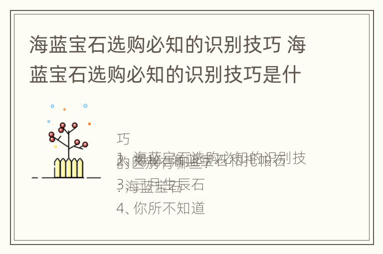 海蓝宝石选购必知的识别技巧 海蓝宝石选购必知的识别技巧是什么