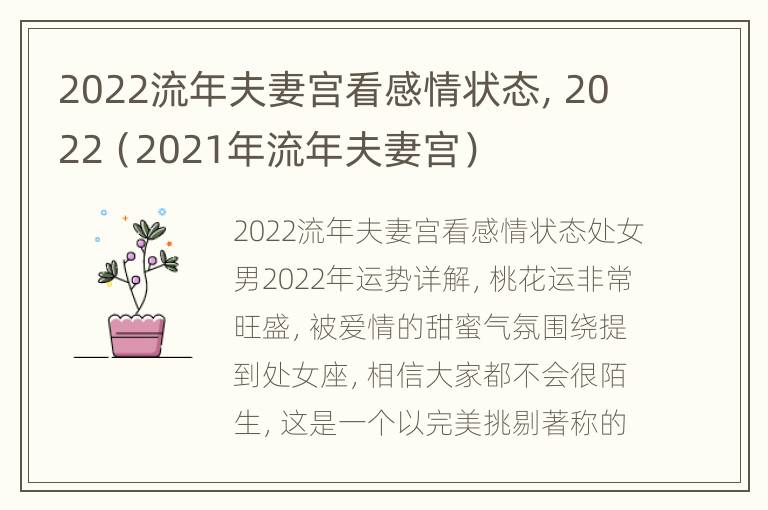 2022流年夫妻宫看感情状态，2022（2021年流年夫妻宫）