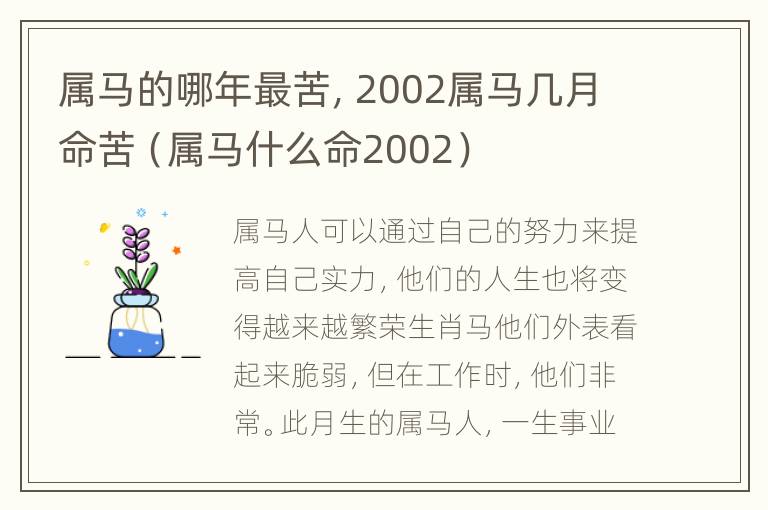 属马的哪年最苦，2002属马几月命苦（属马什么命2002）